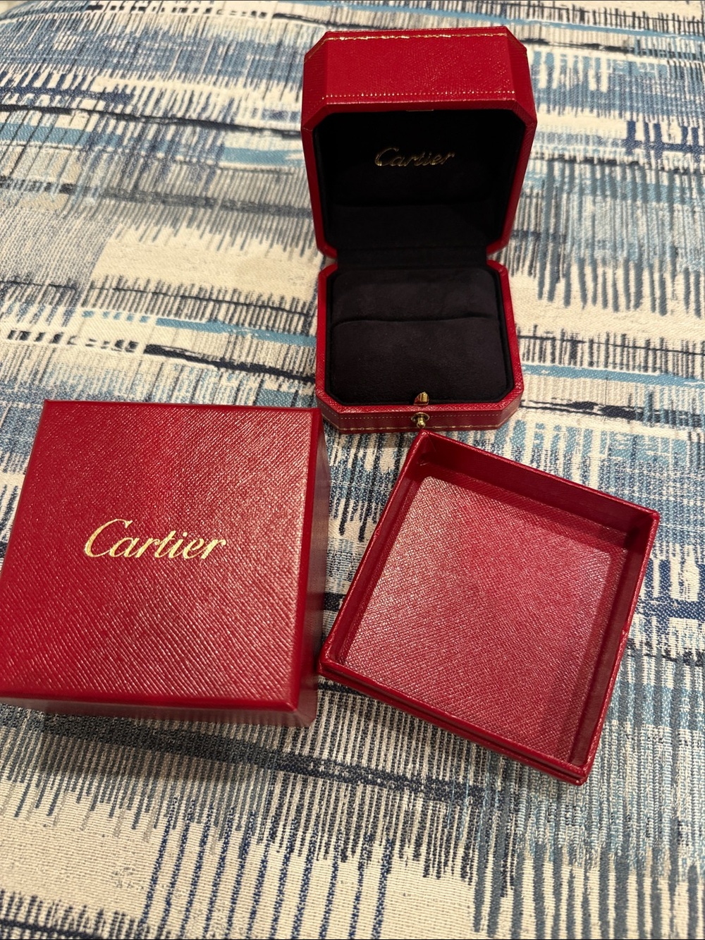 Cartier Red and Black Men's Watch Jewelry Box with Gold Logo